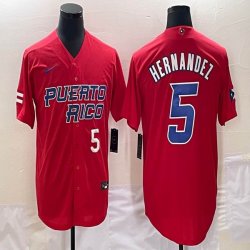 Puerto Rico Baseball #5 Enrique Hernandez red 2023 World Baseball Classic Replica Player Jersey