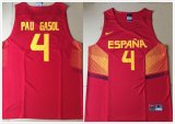 Spain ESPANA national team Pau Gasol #4 red NBA basketball jersey