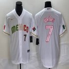 2023 World Cup Mexico #7 Julio Urias white majestic baseball jerseys 88