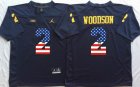 Michigan Wolverines Charles Woodson 2 USA Flag College Football Elite Jersey - dark blue