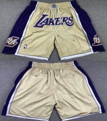 Los Angeless Lakers beige purple NBA shorts with pocket-XD