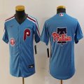 Youth Nike Philadelphia Phillies blank skyblue throwback majestaic baseball jersey 05