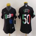 Women Nike Los Angeles Dodgers #50 Mookie Betts black fashion majestic baseball jersey 03