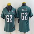 2023 super bowl Women Nike Philadelphia Eagles #62 Jason Kelce green Color Rush Limited Jersey