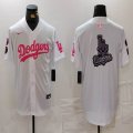 Nike Los Angeles Dodgers white pink baseball jerseys Joint Name 06