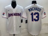 2023 World Cup Dominican Republic's #13 Manny Machado white majestic baseball jerseys 06