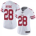 Women 49ers #28 Carlos Hyde white nike Color Rush Limited Jersey