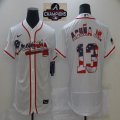 Nike Atlanta Braves #13 Ronald Acuna Jr. USA flag white Flexbase Authentic Collection Jersey