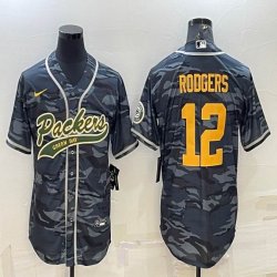 Nike Green Bay Packers #12 Aaron Rodgers gray camo baseball jerseys Joint name-BD 02