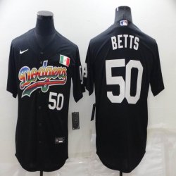 Nike Los Angeles Dodgers #50 Mookie Betts black majestic baseball Jersey rainbow version