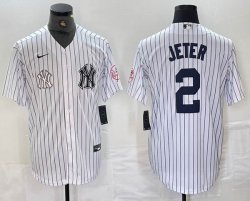 Nike New York Yankees #2 Derek Jeter white MLB baseball Jersey Joint name -BD 01