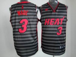 Adidas Miami Heat #3 Dwyane Wade Grey Strip NBA Jersey