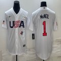 2023 World Cup #1 Jeff McNeil white USA majestic baseball jerseys 07