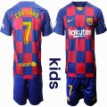 2019-2020 Barcelona #7 COUTINHO blue red kid soccer jersey home