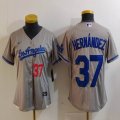 Women Nike Los Angeles Dodgers #37 Enrique Hernandez gray majestic baseball jerseys 04