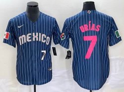 2023 World Cup Mexico #7 Julio Urias blue majestic baseball jerseys 04