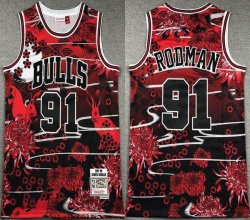 Chicago Bulls #91 Dennis Rodman red black Throwback nba basketball jerseys -XD