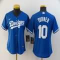 Women Nike Los Angeles Dodgers #10 Justin Turner blue baseball jerseys