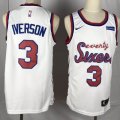 Nike Philadelphia 76ers 3# Allen Iverson white basketball jersey-YL