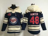 Minnesota Twins #48 Torii Hunter dark blue beige Baseball Hooded Sweatshirt