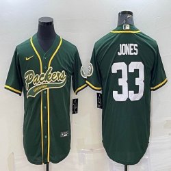 Nike Green Bay Packers #33 Aaron Jones green baseball jerseys Joint name-BD 01