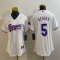 Women Nike Texas Rangers #5 Seager white majestic baseball jerseys