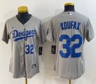 Women Los Angeles Dodgers #32 Sandy Koufax gray majestic baseball jersey 01