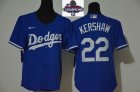 Women 2024 World Series Champions patch Los Angeles Dodgers #22 Clayton Kershaw Blue majestic baseball jerseys-BD