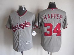 Washington Nationals #34 Bryce Harper gray majestic baseball Jerseys