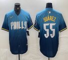 Nike Philadelphia Phillies #55 Ranger Suarez blue majestaic baseball jersey city version 01