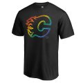 Men's Calgary Flames Fanatics Branded Black Rainbow Pride T-Shirt