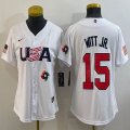 Women 2023 World Cup #15 Bobby Witt Jr. white USA majestic baseball jerseys 09