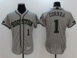 Houston Astros #1 Carlos Correa gray Commemorative version Flexbase Authentic Collection Jersey