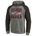 Men's New Jersey Devils Fanatics Branded Ash Timeless Collection Antique Stack Big & Tall Tri-Blend Raglan Pullover Hoodie