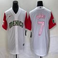 2023 World Cup Mexico #7 Julio Urias white red majestic baseball jerseys 91