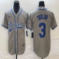 Nike Los Angeles Dodgers #3 Chris Taylor gray majestic baseball Jerseys Joint name -BD 02