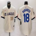 Nike Los Angeles Dodgers #18 Yoshinobu Yamamoto beige fashion MLB baseball Jersey 01