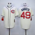 Chicago Cubs #49 Jake Arrieta beige throwback mlb baseball jersey