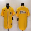 Nike Oakland Athletics blank yellow majestic baseball jersey -BD 02