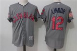 Cleveland Indians #12 Francisco Lindor gray Flexbase Authentic Collection Jersey Stars font