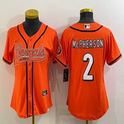 Women Nike Cincinnati Bengals #2 Evan McPherson orange baseball jerseys Joint name-BD