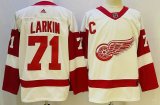 Adidas Detroit Red Wings #71 Dylan Larkin white hockey jersey C patch-PD