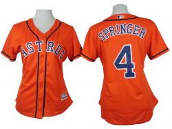 women Houston Astros #4 George Springer orange MLB baseball Jerseys