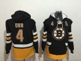 2017 Boston Bruins #4 Bobby Orr Black yellow NHL Hooded Sweatshirt