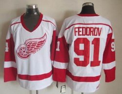 Detroit Red Wings #91 Sergei Fedorov white Throwback CCM nhl Jersey