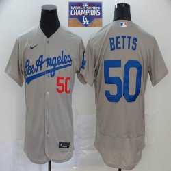 Los Angeles Dodgers Mookie Betts Nike Gray 2020 Away Official Authentic Player Jersey Dodger World Series Champions