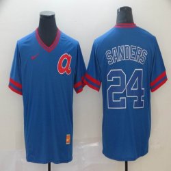 Nike Braves #24 Deion Sanders blue throwback baseball jerseys