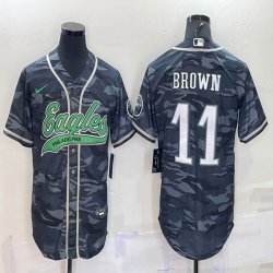 Nike Philadelphia Eagles #11 Carson A.J. Brown gray camo baseball jerseys Joint name-BD