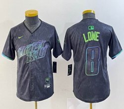 Youth Nike Tampa Bay Rays Brandon Lowe black majestic baseball jersey city version