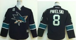 youth San Jose Sharks 8 Joe Pavelski black hockey jerseys